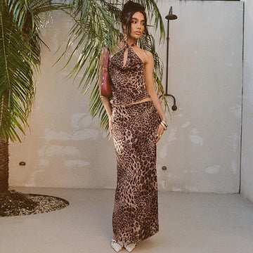 Ensemble jupe maxi haut dos nu LEOPARD